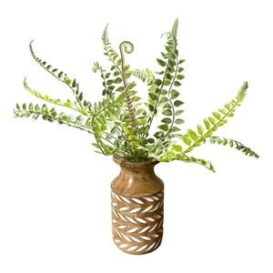 Wooden Vase and Fern